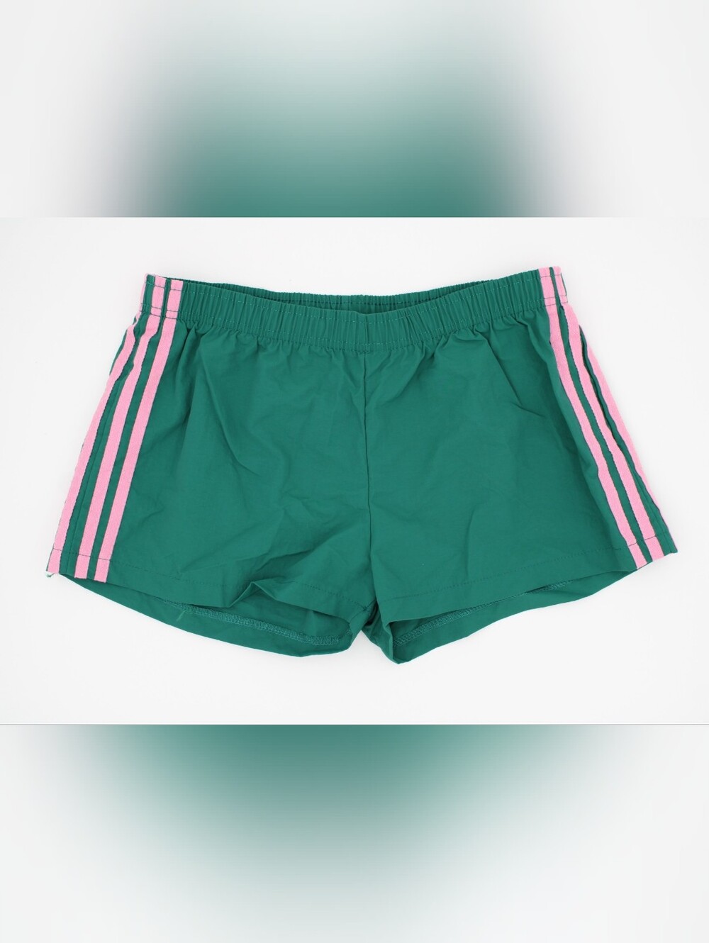Green Athletic Track Shorts with Pink Stripes – Large